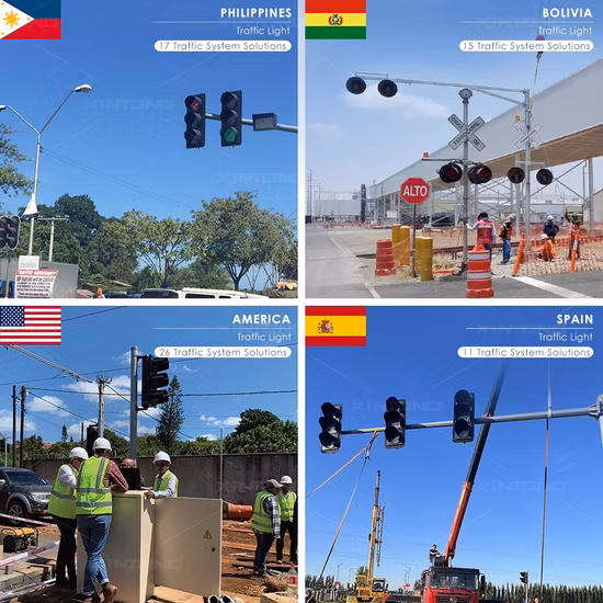 CE RoHS 200mm 300mm 400mm Warning Full Ball Intelligent LED Solar Power Traffic Signal Light