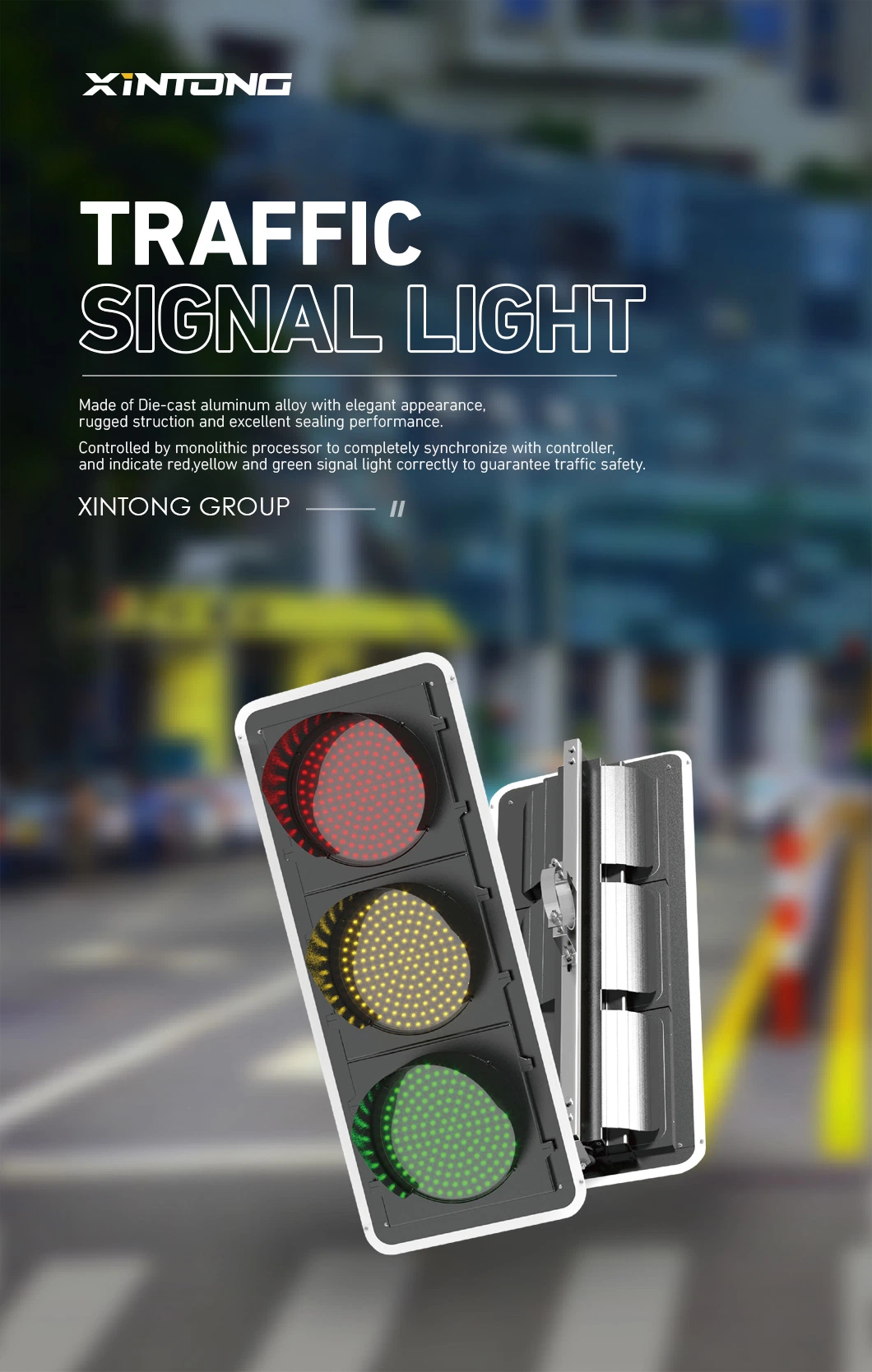 Three Color Warning Full Ball Signal LED Solar Mobile Countdown Traffic Light