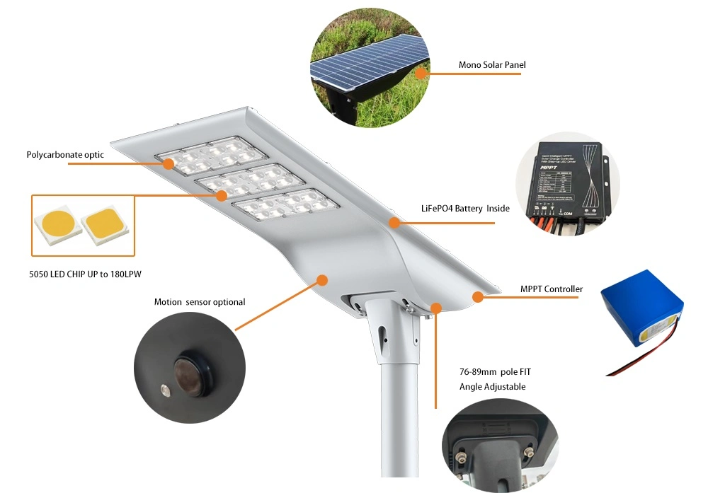 Manufacturer Solar Powered All in One 30W 50W Outdoor Solar Street Light