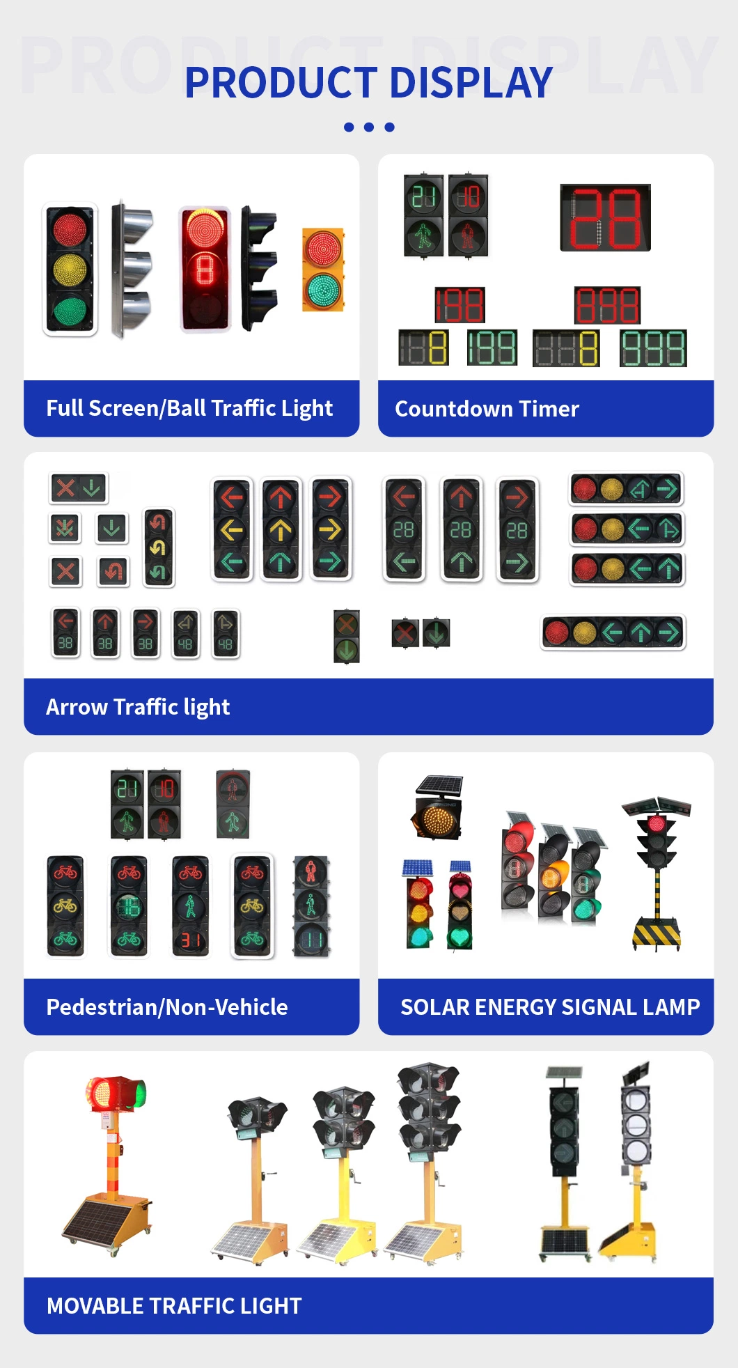 Three Color Warning Full Ball Signal LED Solar Mobile Countdown Traffic Light