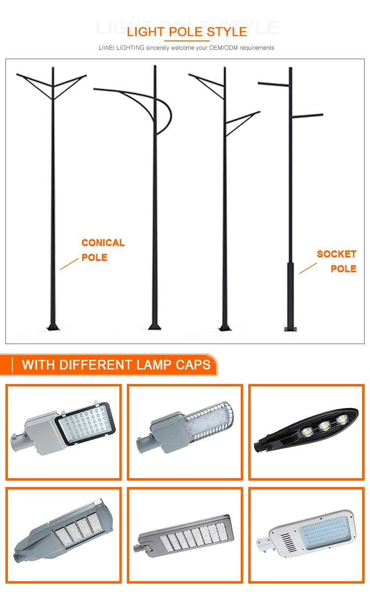 Single/Double Arm Galvanized Post Solar Street Light Pole